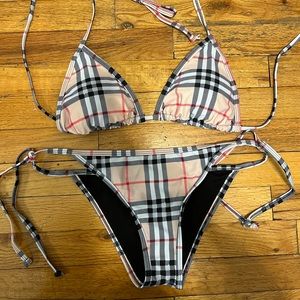 Plaid beige bikini set